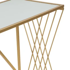 Consolle oro Trasparente un Ripiano Materiale Struttura in Vetro 120x40x80h cm, Colore Ripiano Trasparente - Axum