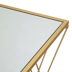Consolle oro Trasparente un Ripiano Materiale Struttura in Vetro 120x40x80h cm, Colore Ripiano Trasparente - Axum