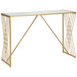 Consolle oro Trasparente un Ripiano Materiale Struttura in Vetro 120x40x80h cm, Colore Ripiano Trasparente - Axum
