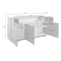 Credenza antracite e acero 200x45x86h cm 7 ante - Astice