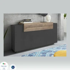 Credenza antracite e acero 200x45x86h cm 7 ante - Astice