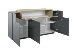 Credenza antracite e acero 200x45x86h cm 7 ante - Astice
