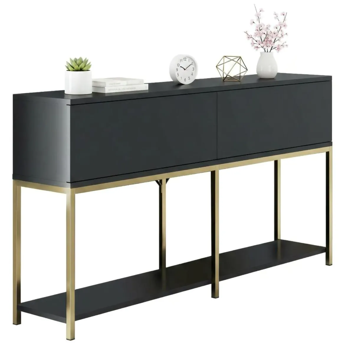 Credenza antracite e oro 150x30x80h cm 2 ante - Basilia