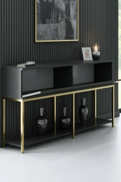 Credenza antracite e oro 150x30x80h cm 2 ante - Basilia
