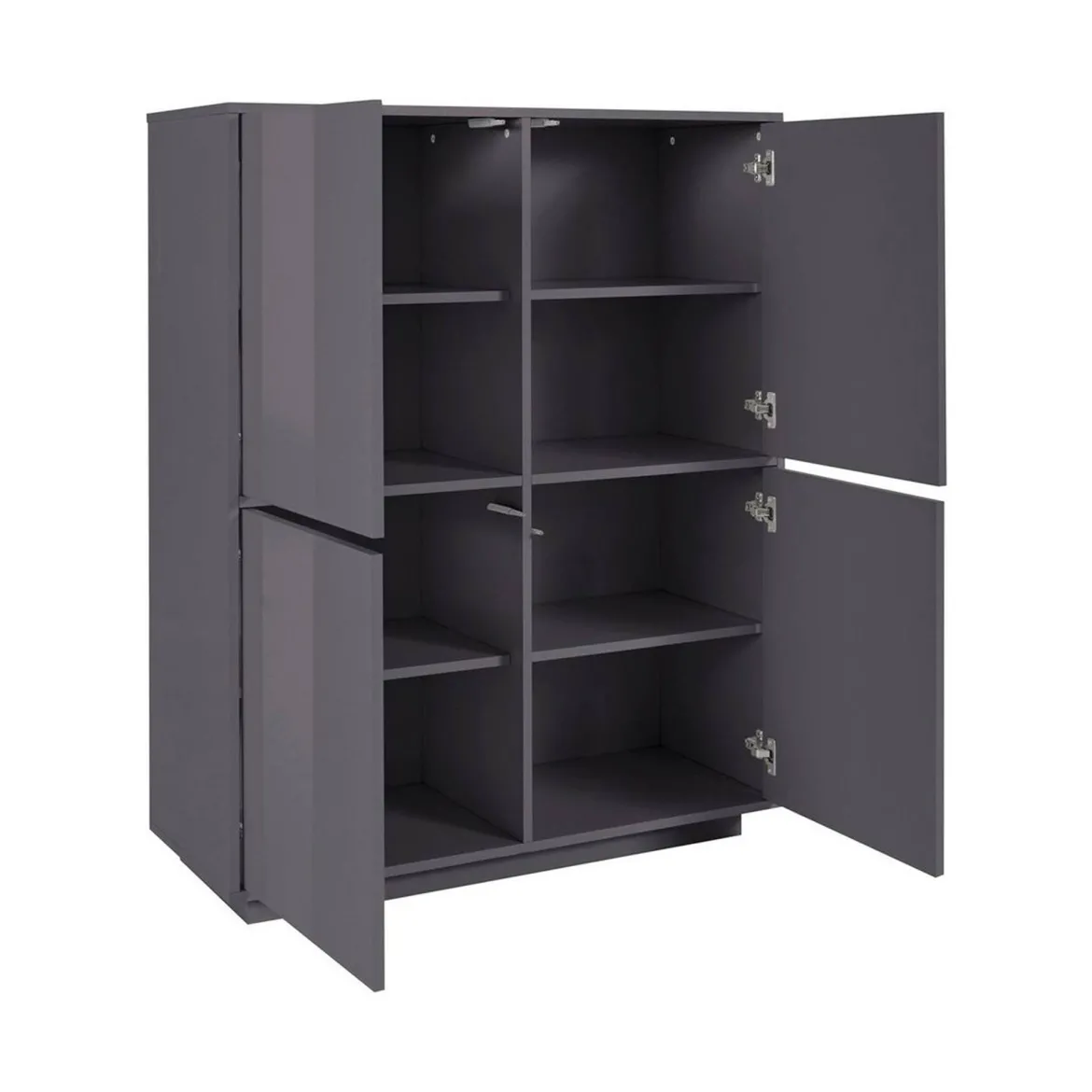 Credenza antracite lucida 100x41x126h cm 4 ante - Ara