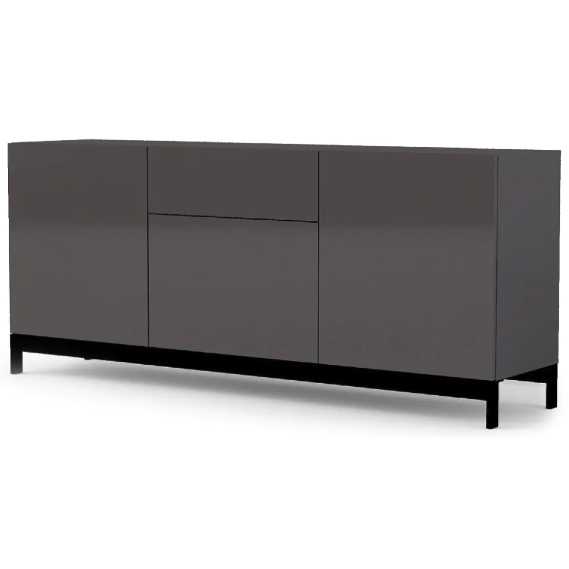 Credenza antracite lucida 170x40x72h cm 3 ante e 1 cassetto - Allel