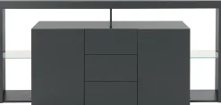 Credenza antracite 180x40x80h cm 2 ante e 3 cassetti - Aba