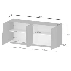 Credenza antracite 220x40x80h cm 4 ante - Atak