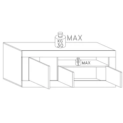 Credenza ardesia 138x42x86h cm 3 ante - Dolphin