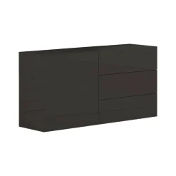 Credenza bassa antracite lucida 110x40x35h cm 1 anta e 3 cassetti - Benvenuta