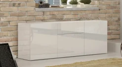 Credenza bassa bianco lucida 170x40x47h cm 2 ante e 3 cassetti - Alden