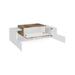 Credenza bassa bianco lucida e acero 120x45x46h cm 3 ante - Aspera