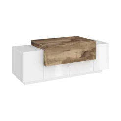 Credenza bassa bianco lucida e acero 120x45x46h cm 3 ante - Aspera