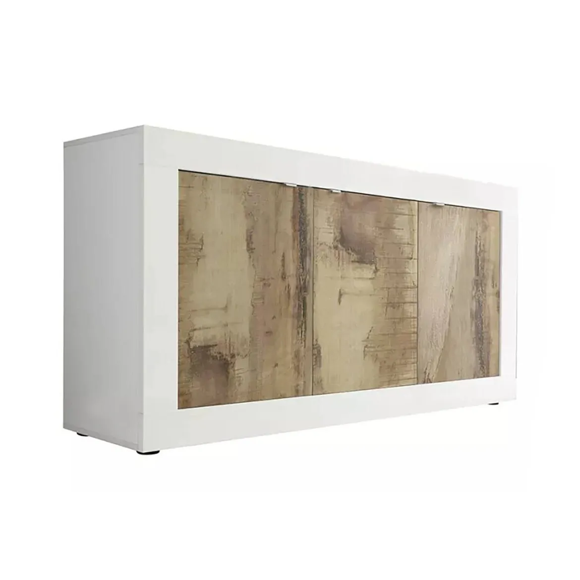 Credenza bianca e acacia 160x43x86h cm 3 ante - Faustin