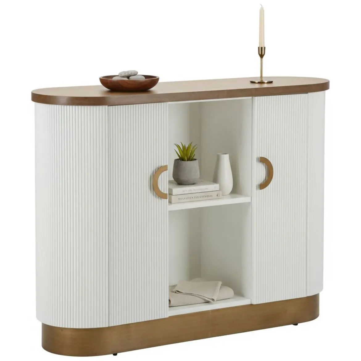 Credenza bianca e marrone 79x48x67h cm 2 ante - Kolinsky