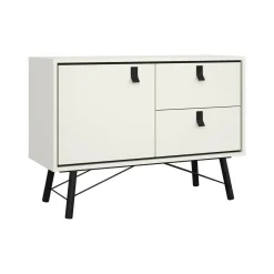 Credenza bianca e nera 150x30x80h cm 2 ante - Basilia