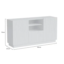 Credenza bianca 150x40x78h cm 2 ante e 1 cassetto - Serchio