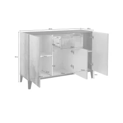 Credenza bianco lucida e acero 130x45x100h cm 6 ante - Age