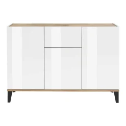 Credenza bianco lucida e acero 130x45x100h cm 6 ante - Age