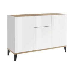 Credenza bianco lucida e acero 130x45x100h cm 6 ante - Age