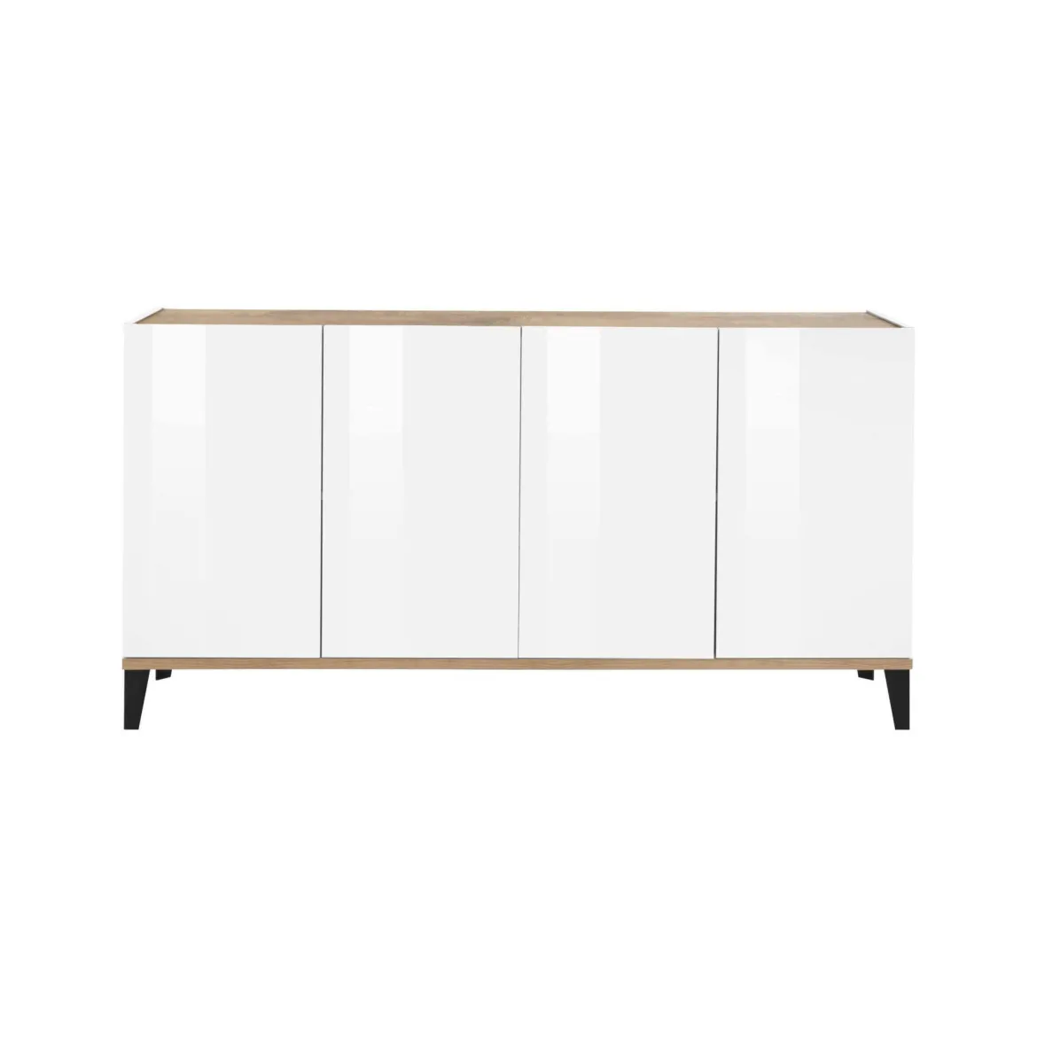 Credenza bianco lucida e acero 160x40x82h cm 4 ante - Ashley