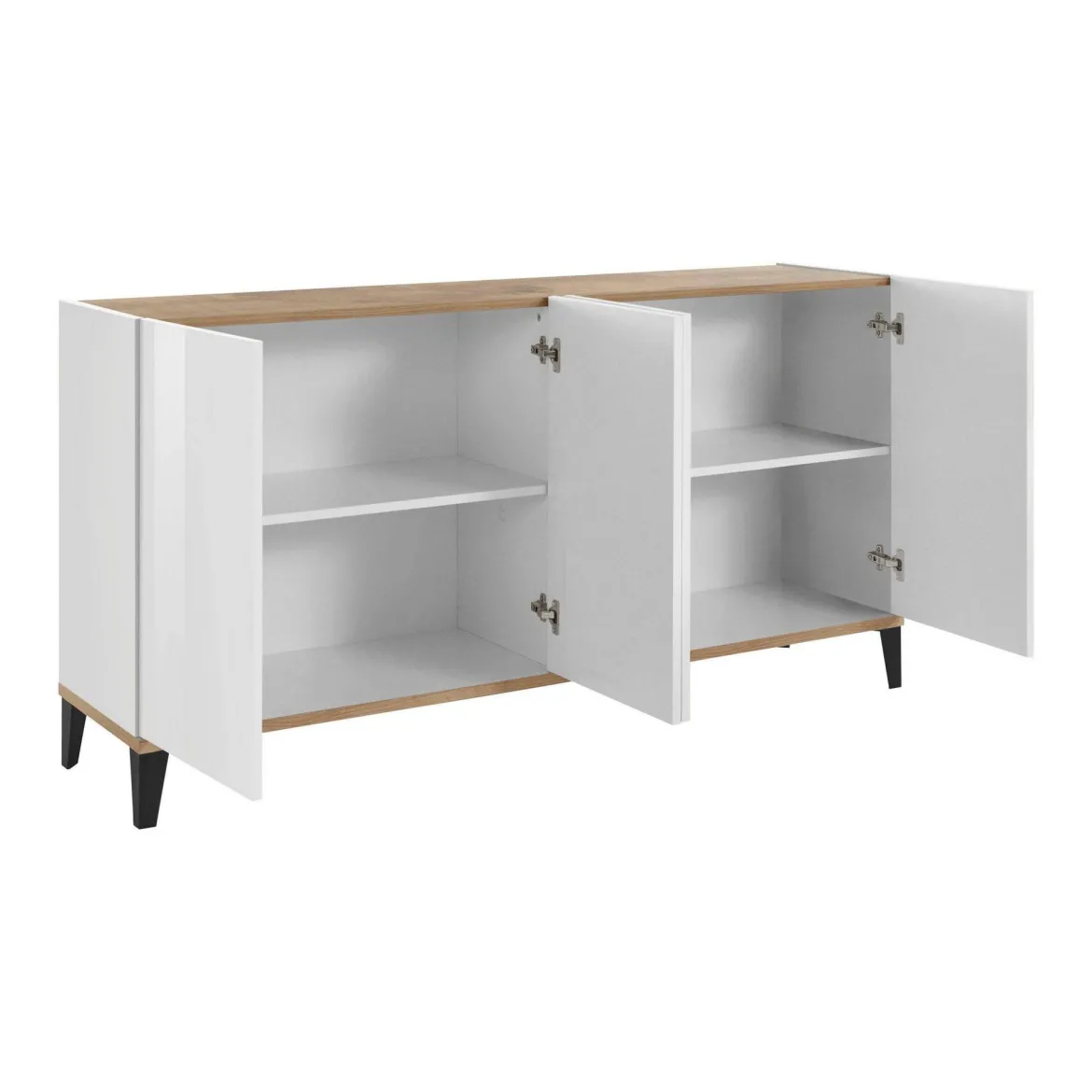 Credenza bianco lucida e acero 160x40x82h cm 4 ante - Ashley