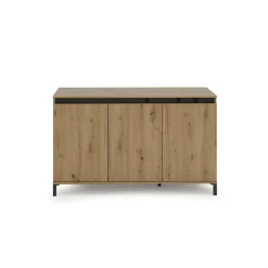 Credenza bianco lucida e antracite 140x38x92h cm 2 ante e 4 cassetti - Ernesta