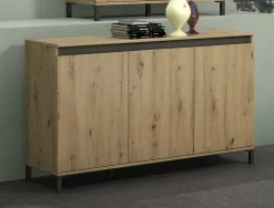Credenza bianco lucida e antracite 140x38x92h cm 2 ante e 4 cassetti - Ernesta