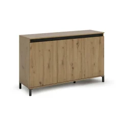 Credenza bianco lucida e antracite 140x38x92h cm 2 ante e 4 cassetti - Ernesta