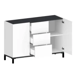 Credenza bianco lucida e ardesia 120x40x80h cm 2 ante e 3 cassetti - Jessie