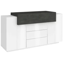Credenza bianco lucida e ardesia 170x45x85h cm 4 ante e 2 cassetti - Alei