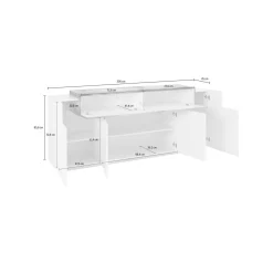 Credenza bianco lucida e ardesia 200x45x85h cm 5 ante - Discordia