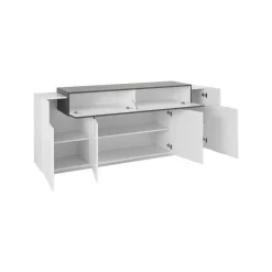 Credenza bianco lucida e ardesia 200x45x85h cm 5 ante - Discordia