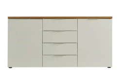 Credenza bianco lucida e rovere 203x40x92h cm 4 ante - Arcanda