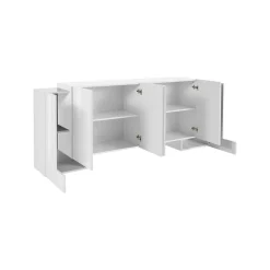 Credenza bianco lucida 220x41x86h cm 4 ante e 3 cassetti - Arrachis