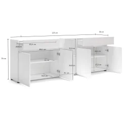 Credenza bianco lucida 79x43x86h cm 2 ante - Amento
