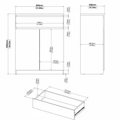 Credenza bianco lucida 81x44x86h cm 2 ante - Arli