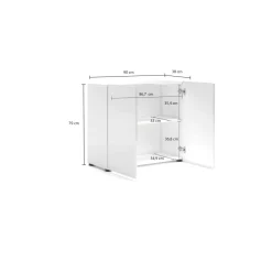 Credenza bianco lucida 90x40x81h cm 1 anta e 4 cassetti - Abig