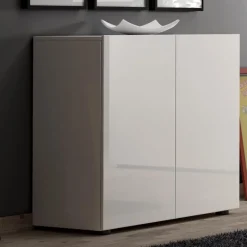 Credenza bianco lucida 90x40x81h cm 1 anta e 4 cassetti - Abig