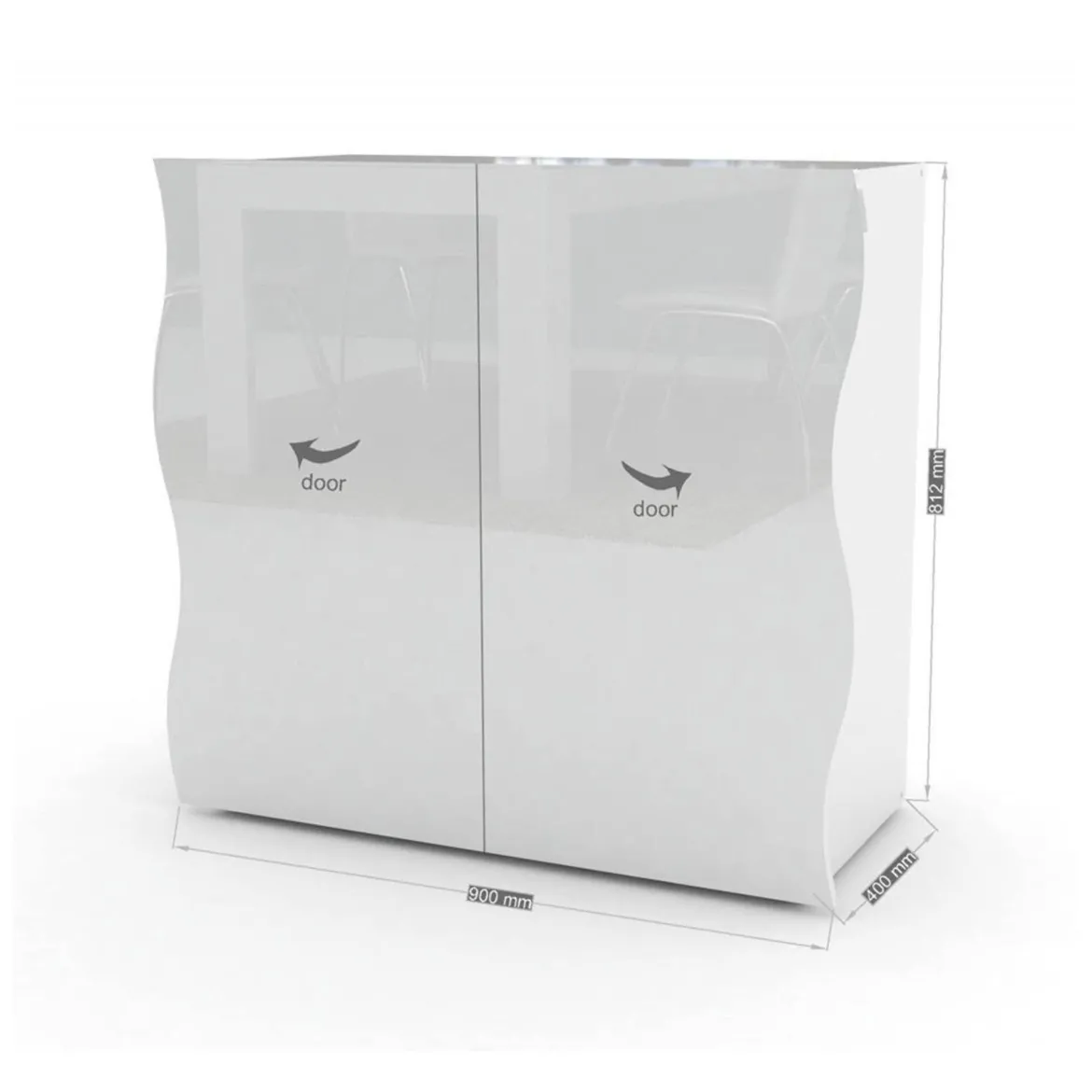 Credenza bianco lucida 90x40x81h cm 2 ante e 2 cassetti - Anifares