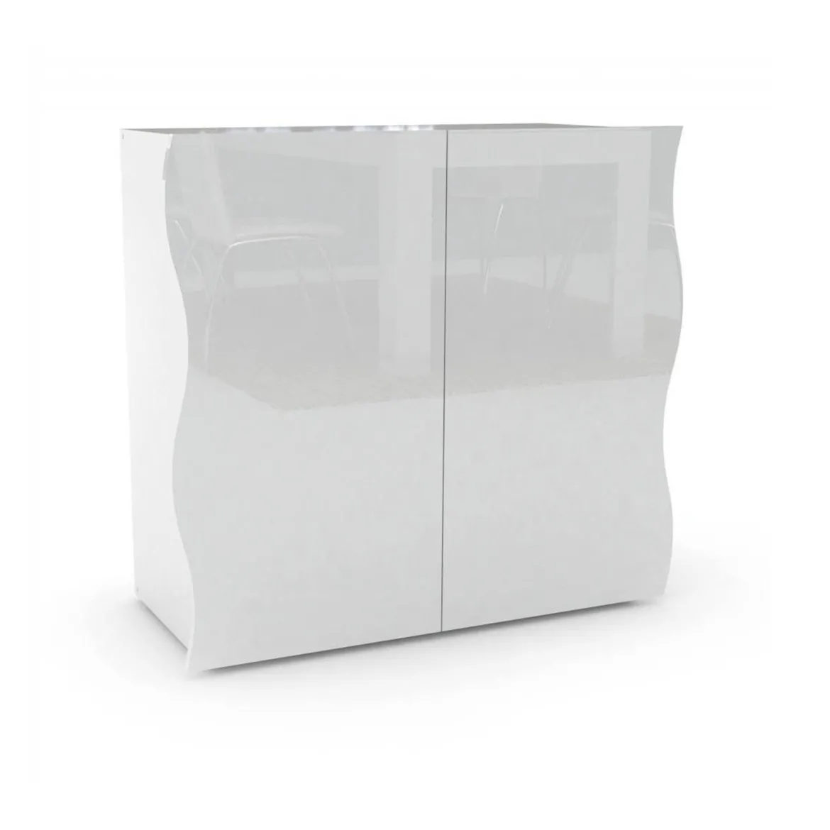 Credenza bianco lucida 90x40x81h cm 2 ante e 2 cassetti - Anifares