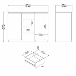 Credenza bianco lucida 121x38x86h cm 2 ante - Acab