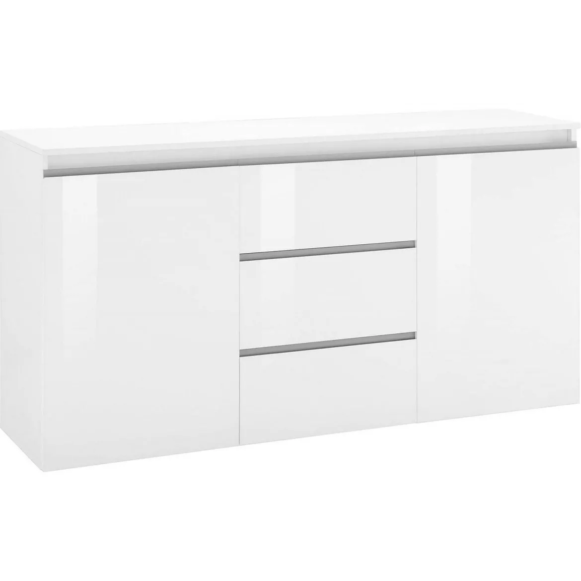 Credenza bianco lucida 150x40x81h cm 2 ante e 3 cassetti - Amoco