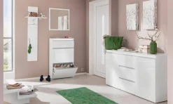 Credenza bianco lucida 150x40x81h cm 2 ante e 3 cassetti - Amoco