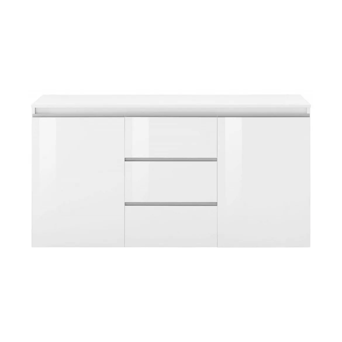 Credenza bianco lucida 150x40x81h cm 2 ante e 3 cassetti - Amoco