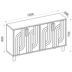 Credenza Bianco Marrone Rovere 2 Ripiani 4 Vani 40x184x78h cm, 4 Ante - Chanute