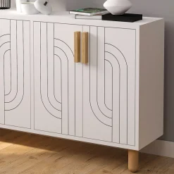 Credenza Bianco Marrone Rovere 2 Ripiani 4 Vani 40x184x78h cm, 4 Ante - Chanute