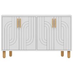 Credenza Bianco Marrone Rovere 2 Ripiani 4 Vani 40x184x78h cm, 4 Ante - Chanute