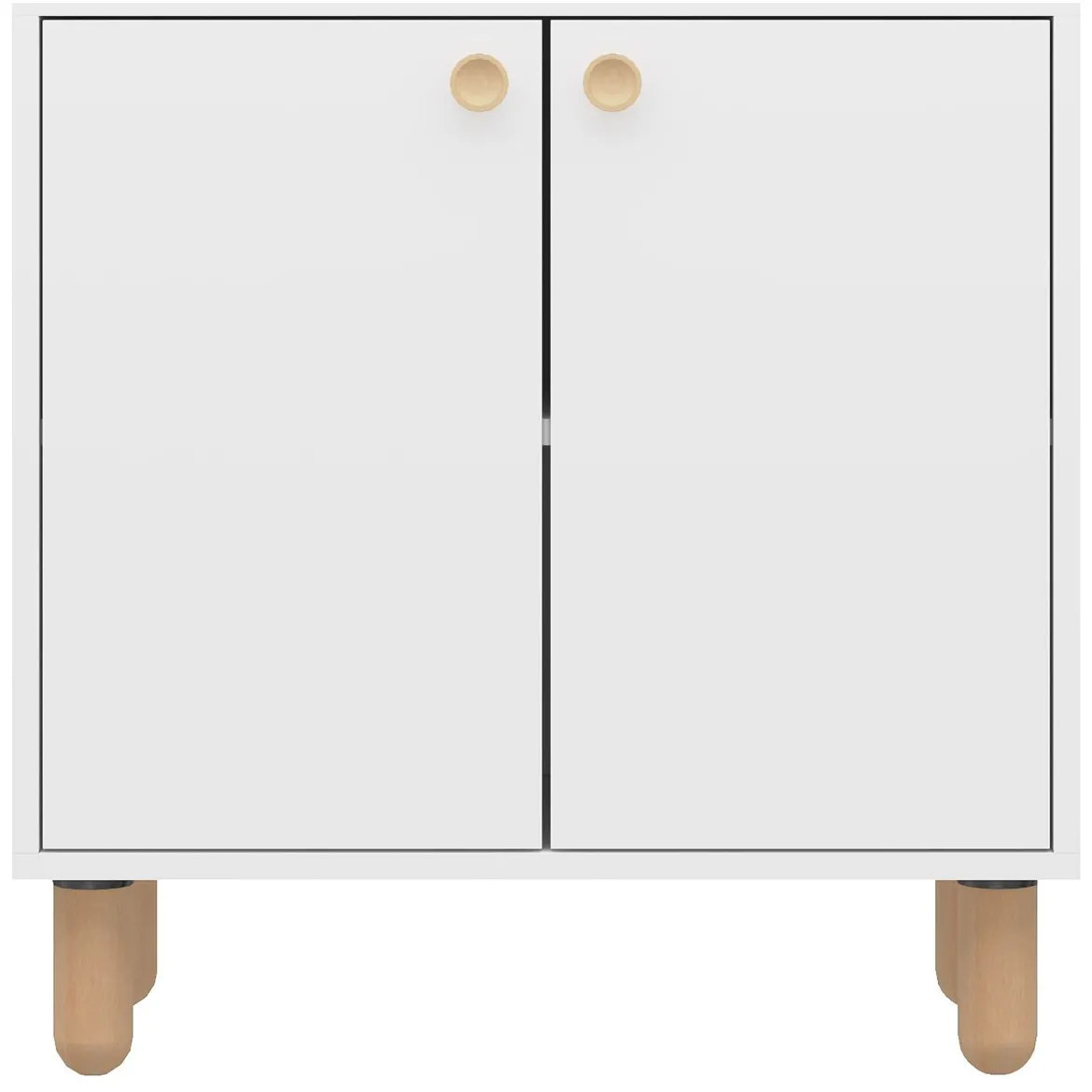 Credenza Bianco Marrone Rovere un Ripiano 2 Ante 72x36x73h cm, 2 Vani - Pontida