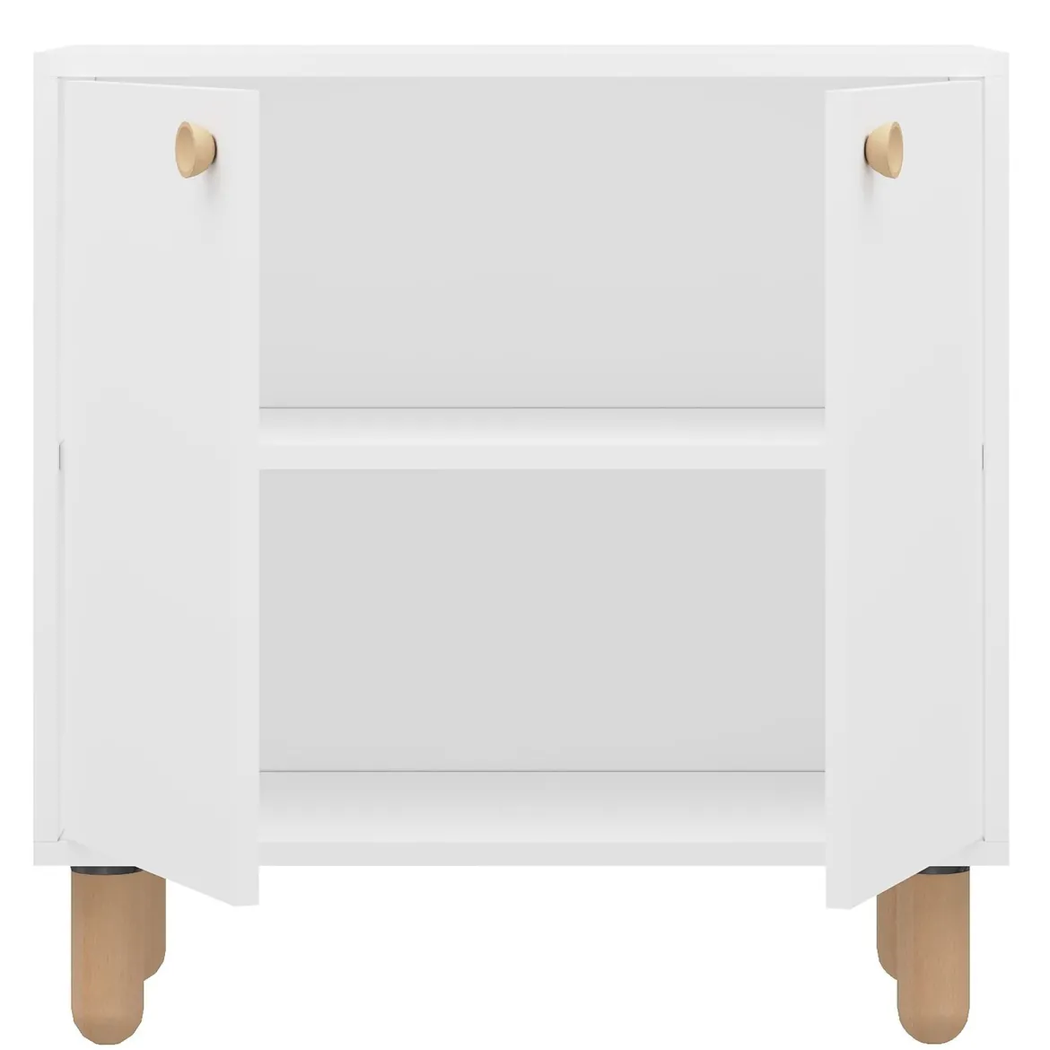 Credenza Bianco Marrone Rovere un Ripiano 2 Ante 72x36x73h cm, 2 Vani - Pontida